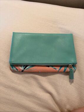 Turquoise and Coral Fold-Over Clutch